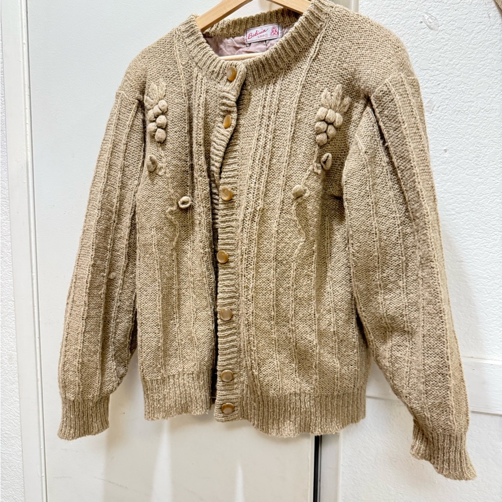 Vintage Bolivia wool cardigan sweater medium